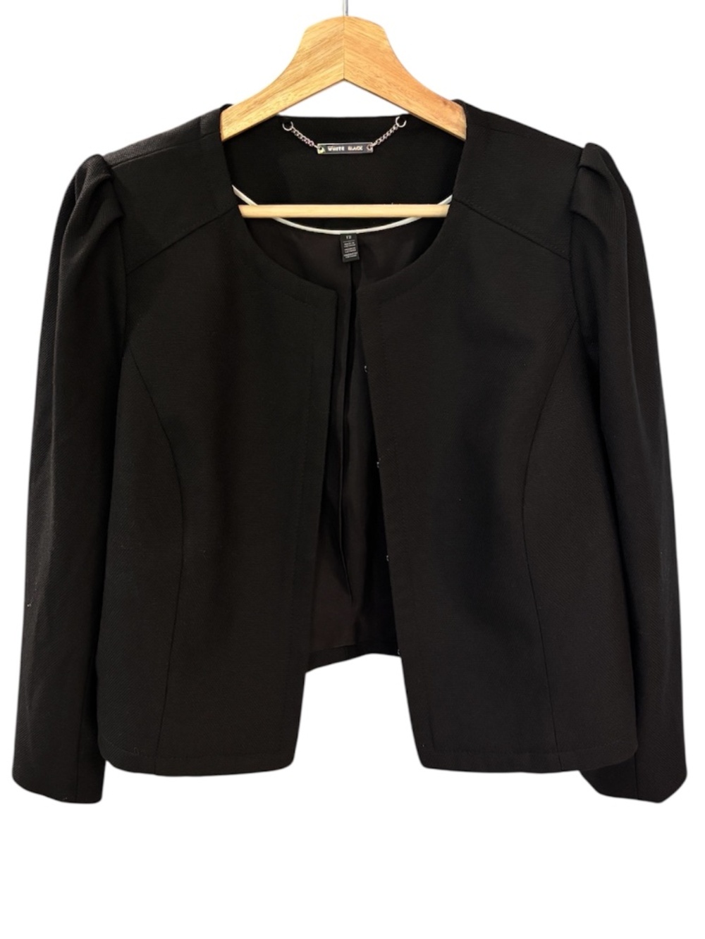 White House Black Market Cropped 3/4 Sleeve Jacket - Black Size 12